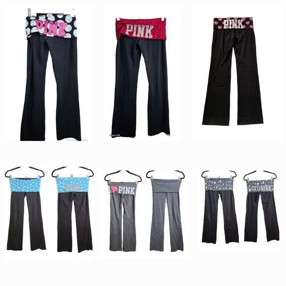 PINK Victoria's Secret Pants - FOLDOVER VS PINK YOGA PANTS LEGGINGS FLARE WIDE FOLD OVER VINTAGE